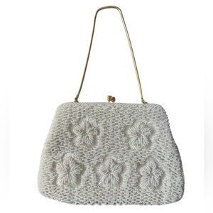 Vintage Elegant Cream Beaded Handbag